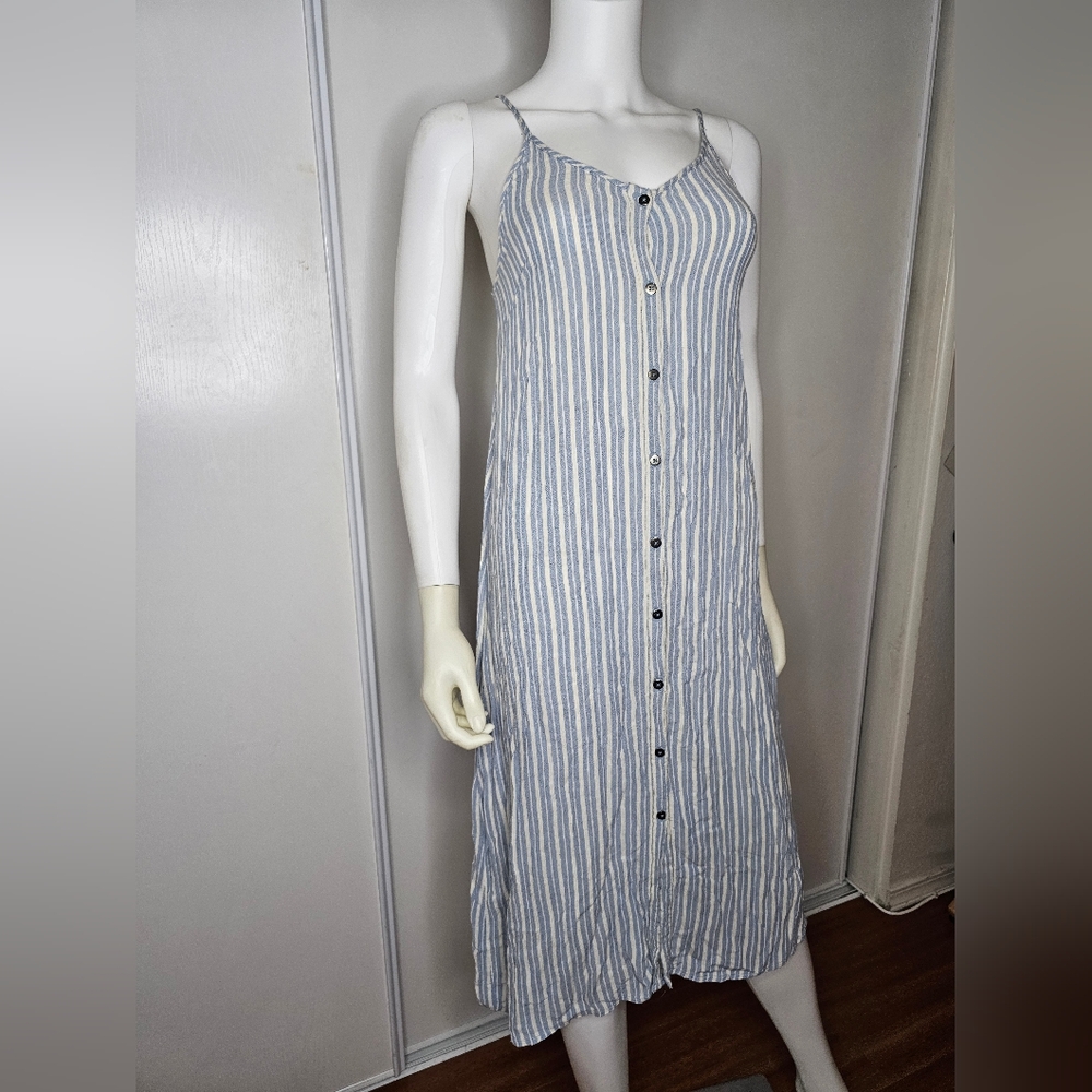 Billabong Striped Button-Down Spaghetti Strap Max… - image 5